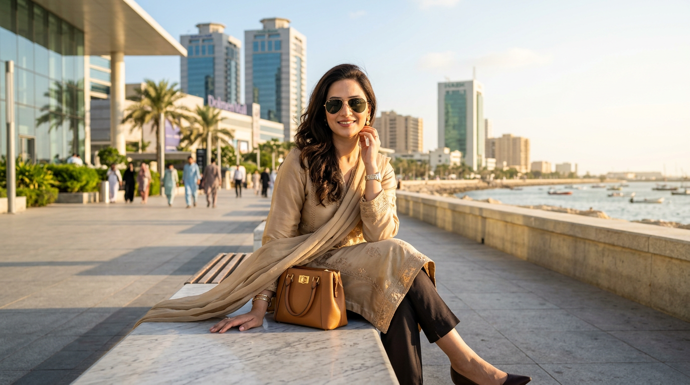 Pakistani woman wearing stylish Aviator sunglasses